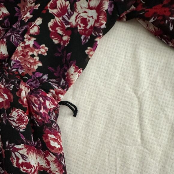 Isabel Maternity Maxi Tiered Dress Red Purple Floral Long Sleeve Size XL - Picture 9 of 13